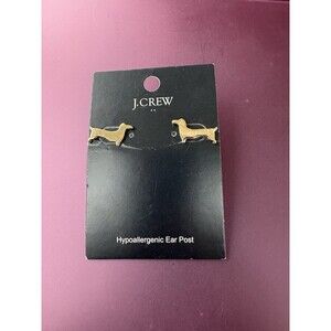 J. Crew Daschund Gold Tone Post Earrings